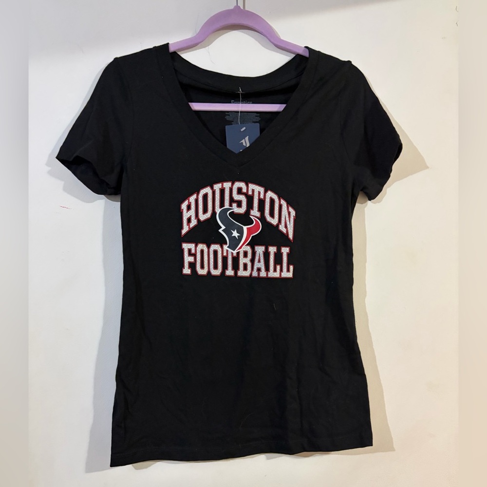 NWT Fanatics Black Houston Football Women's V-Neck Tee